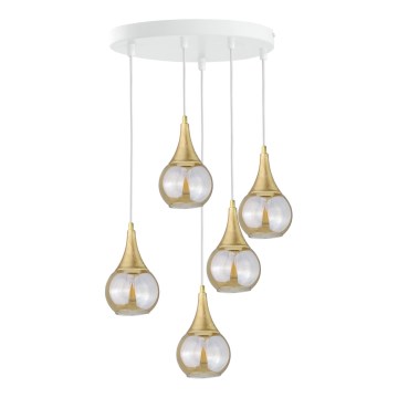 Luster na sajli LACRIMA WHITE 5xE27/60W/230V prečnik 45 cm