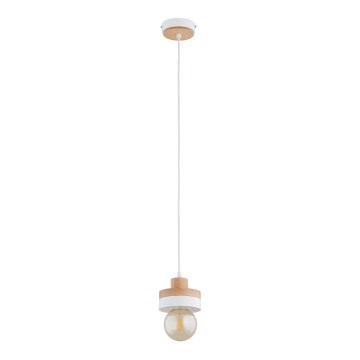 Luster na sajli LARSO 1xE27/15W/230V bela/bež