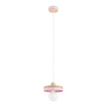 Luster na sajli LARSO 1xE27/15W/230V ružičasta/bež