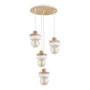 Luster na sajli LARSO 4xE27/15W/230V bela/bež