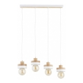 Luster na sajli LARSO 4xE27/15W/230V beli/bež