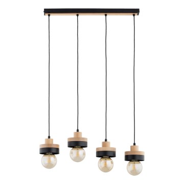 Luster na sajli LARSO 4xE27/15W/230V crna/bež