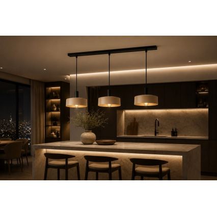 Luster na sajli LATTE 3xE27/60W/230V bež/crna
