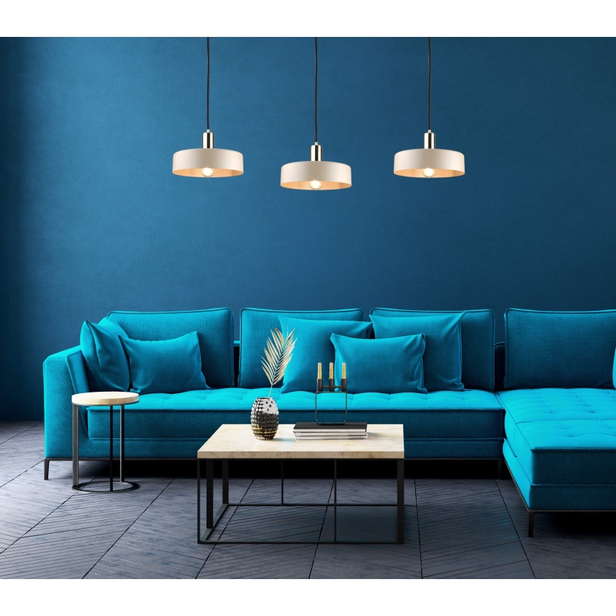 Luster na sajli LATTE 3xE27/60W/230V bež/crna/zlatna