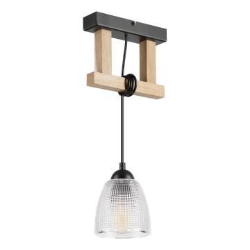 Luster na sajli LEANDRA 1xE27/15W/230V hrast/crna