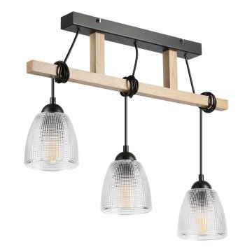 Luster na sajli LEANDRA 3xE27/15W/230V hrast/crna