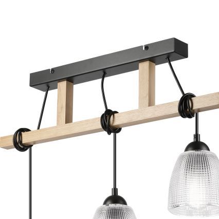 Luster na sajli LEANDRA 3xE27/15W/230V hrast/crna