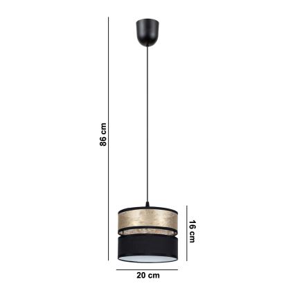 Luster na sajli LIMA 1xE27/60W/230V zlatna/crna