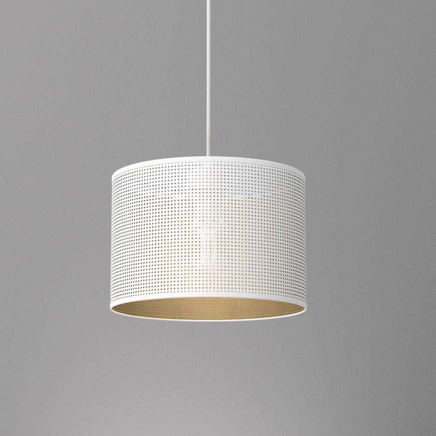 Luster na sajli LOFT SHADE 1xE27/60W/230V prečnik 25 cm bela/zlatna