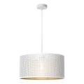 Luster na sajli LOFT SHADE 1xE27/60W/230V prečnik 40 cm bela/zlatna