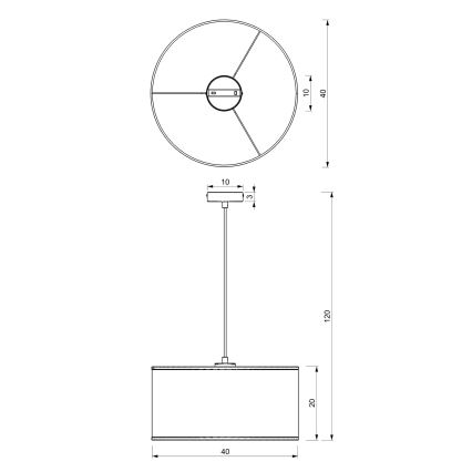 Luster na sajli LOFT SHADE 1xE27/60W/230V prečnik 40 cm bela/zlatna