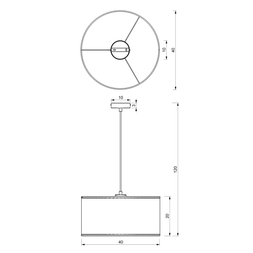 Luster na sajli LOFT SHADE 1xE27/60W/230V Ø 40 cm crna/zlatna