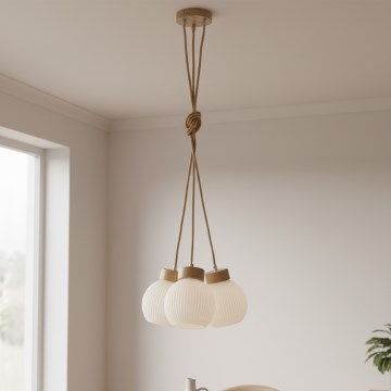 Luster na sajli LOOMIS 3xE27/15W/230V 130 cm bež/hrast