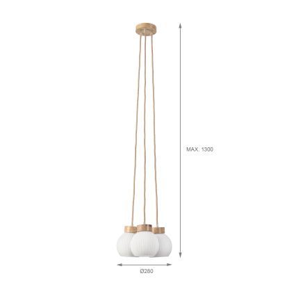Luster na sajli LOOMIS 3xE27/15W/230V 130 cm bež/hrast