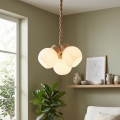 Luster na sajli LOOMIS 3xE27/15W/230V 83 cm bež/hrast
