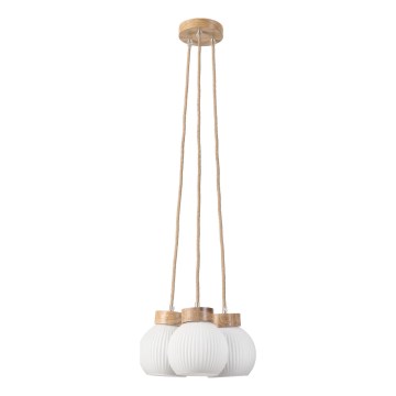 Luster na sajli LOOMIS 3xE27/15W/230V 83 cm bež/hrast