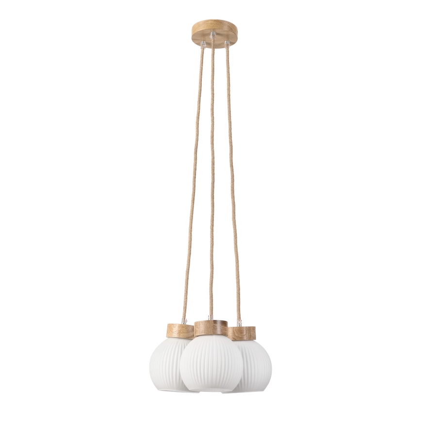 Luster na sajli LOOMIS 3xE27/15W/230V 83 cm bež/hrast
