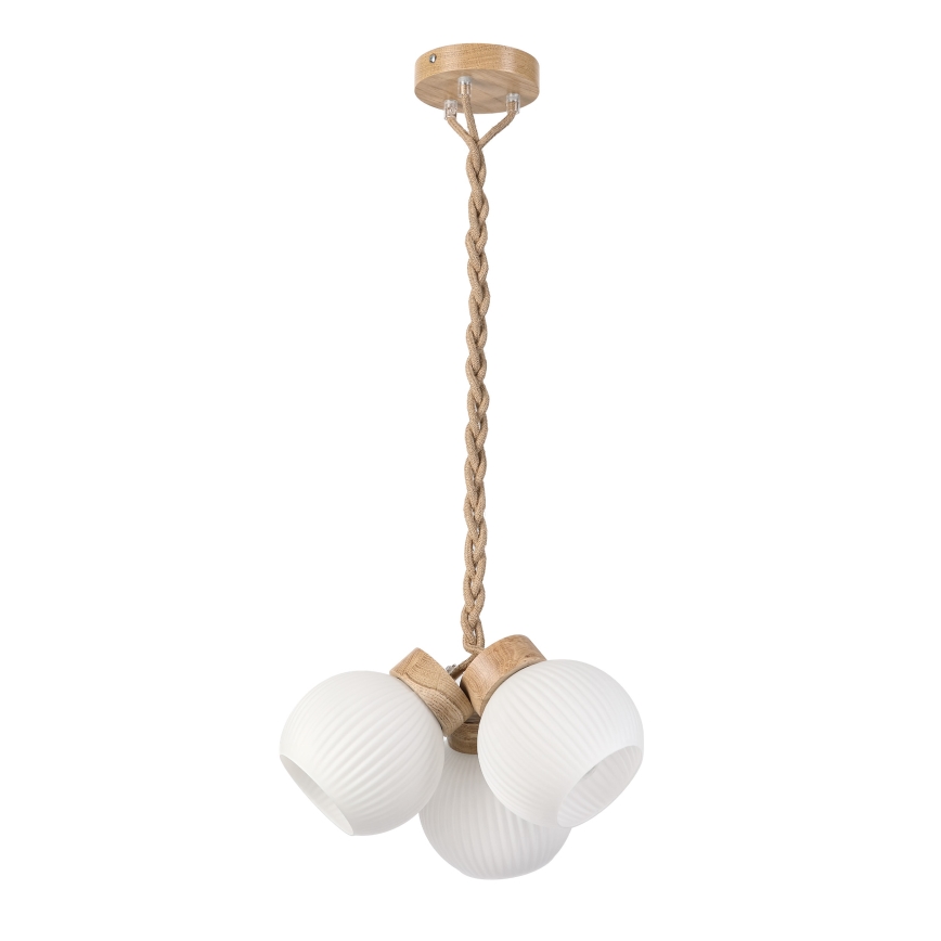 Luster na sajli LOOMIS 3xE27/15W/230V 83 cm bež/hrast