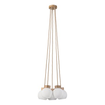 Luster na sajli LOOMIS 5xE27/15W/230V 130 cm bež/hrast