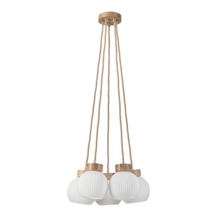 Luster na sajli LOOMIS 5xE27/15W/230V 83 cm bež/hrast