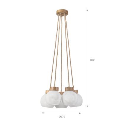 Luster na sajli LOOMIS 5xE27/15W/230V 83 cm bež/hrast