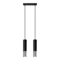 Luster na sajli LOOPEZ 2xGU10/10W/230V crna/sjajni hrom