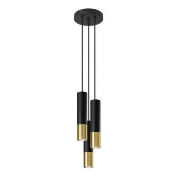 Luster na sajli LOOPEZ 3xGU10/10W/230V, okrugao, crni/zlatni