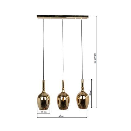Luster na sajli LUGANO 3xE14/40W/230V zlatni