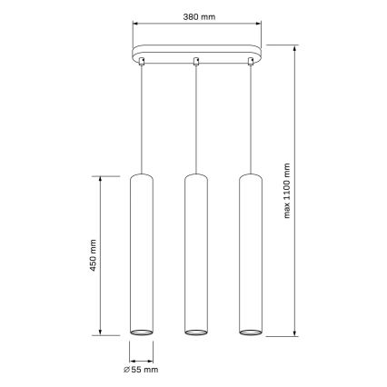 Luster na sajli LUNGOMARE 3xGU10/10W/230V mat hrom