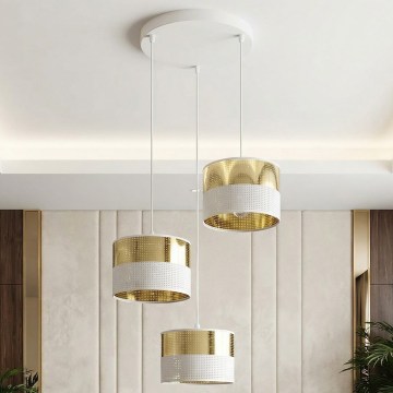 Luster na sajli LUX 3xE27/15W/230V bela/zlatna