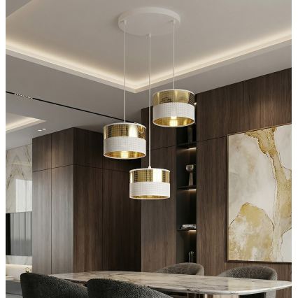 Luster na sajli LUX 3xE27/15W/230V bela/zlatna