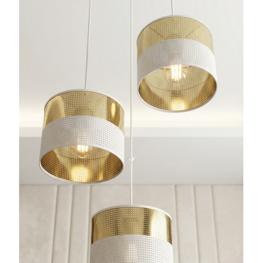Luster na sajli LUX 3xE27/15W/230V bela/zlatna
