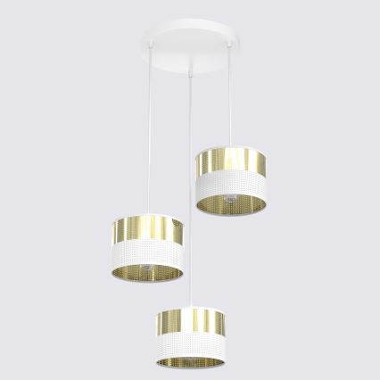 Luster na sajli LUX 3xE27/15W/230V bela/zlatna