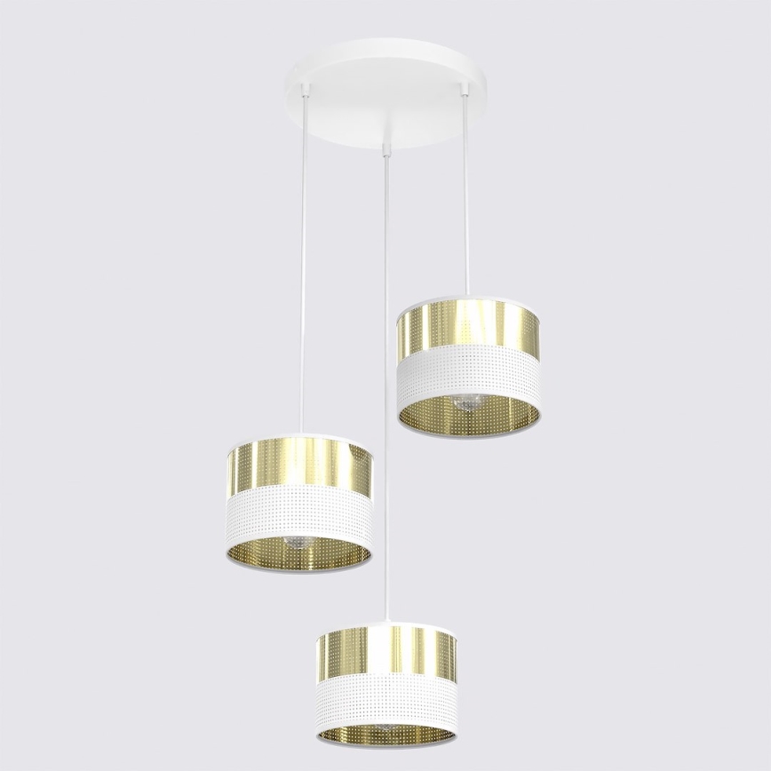 Luster na sajli LUX 3xE27/15W/230V bela/zlatna