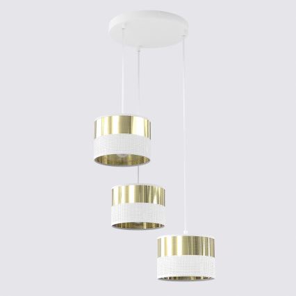 Luster na sajli LUX 3xE27/15W/230V bela/zlatna