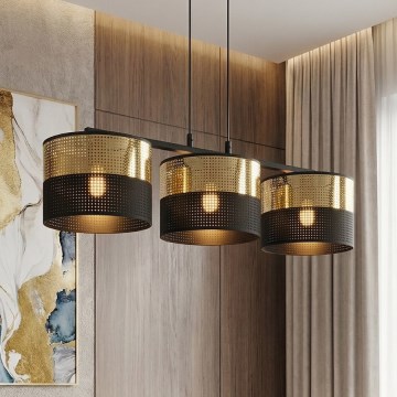 Luster na sajli LUX 3xE27/15W/230V crna/zlatna