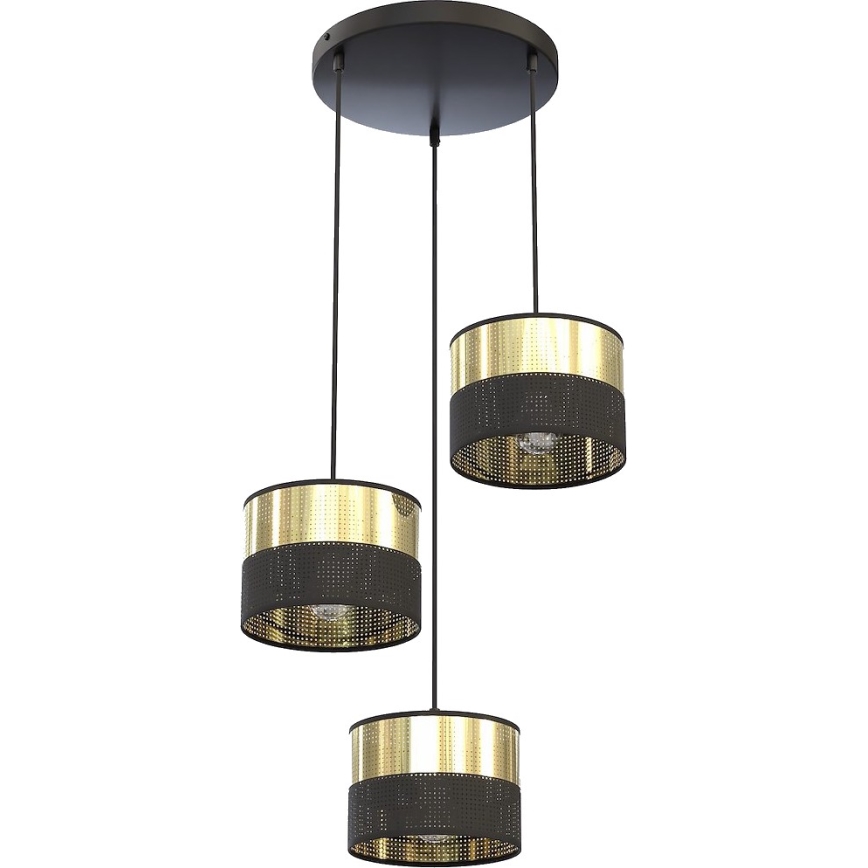 Luster na sajli LUX 3xE27/15W/230V crna/zlatna