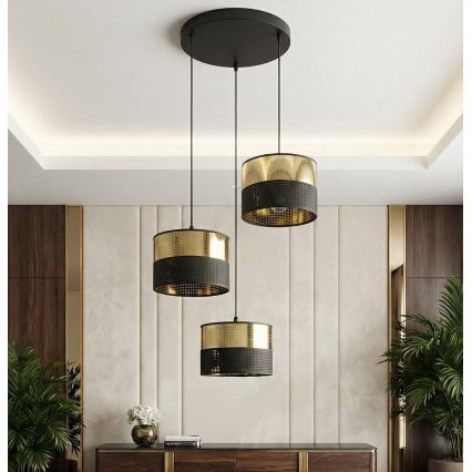 Luster na sajli LUX 3xE27/15W/230V crna/zlatna