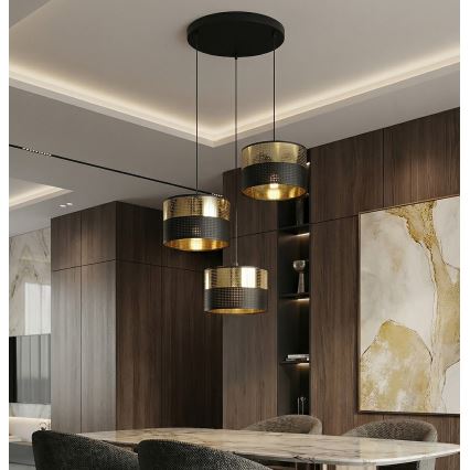 Luster na sajli LUX 3xE27/15W/230V crna/zlatna