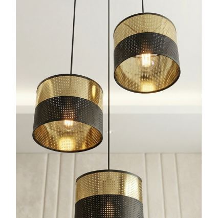 Luster na sajli LUX 3xE27/15W/230V crna/zlatna
