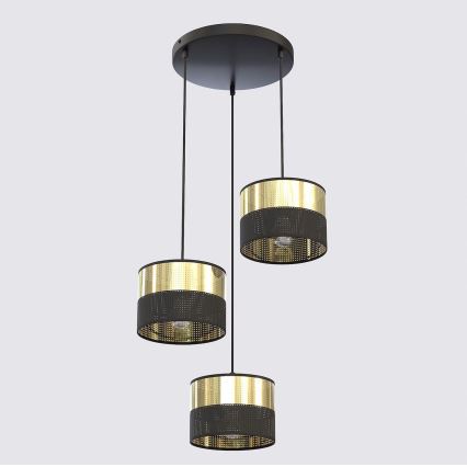 Luster na sajli LUX 3xE27/15W/230V crna/zlatna