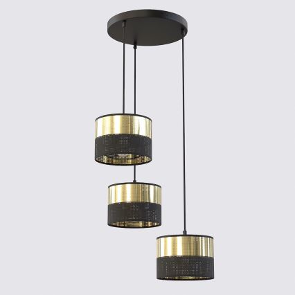 Luster na sajli LUX 3xE27/15W/230V crna/zlatna
