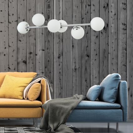 Luster na sajli MADDIE 6xE14/5W/230V sjajni hrom