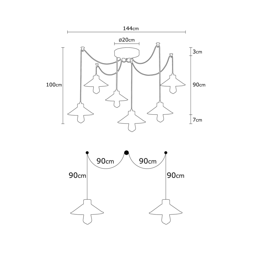 Luster na sajli MANAVGAT 6xE27/100W/230V pauk