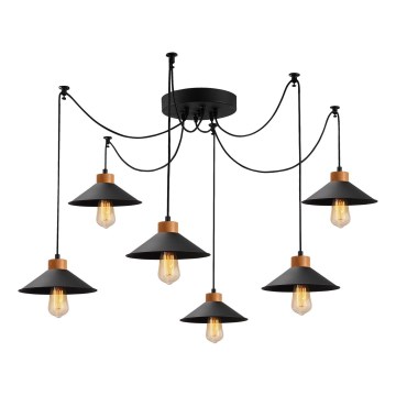 Luster na sajli MANAVGAT 6xE27/40W/230V pauk crna/smeđa