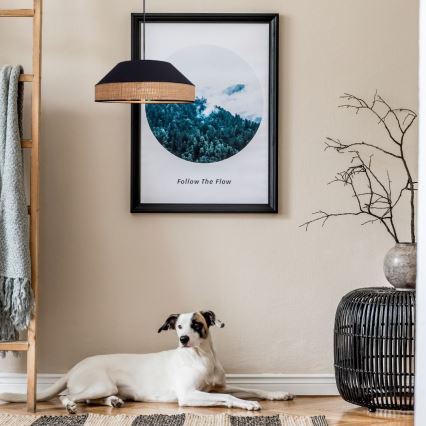 Luster na sajli MANISO 1xE27/60W/230V prečnik 45 cm crna/bež