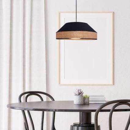 Luster na sajli MANISO 1xE27/60W/230V prečnik 45 cm crna/bež