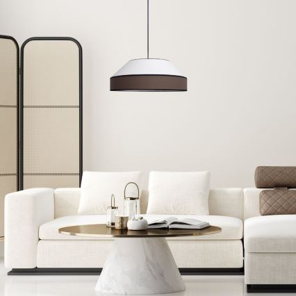 Luster na sajli MANISO 1xE27/60W/230V Ø 45 cm bela/smeđa