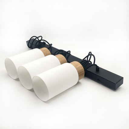 Luster na sajli MARKUS 3xE27/15W/230V crna/hrast