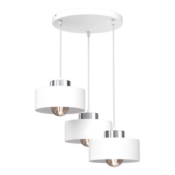 Luster na sajli MARTI 3xE27/15W/230V bela/sjajni hrom